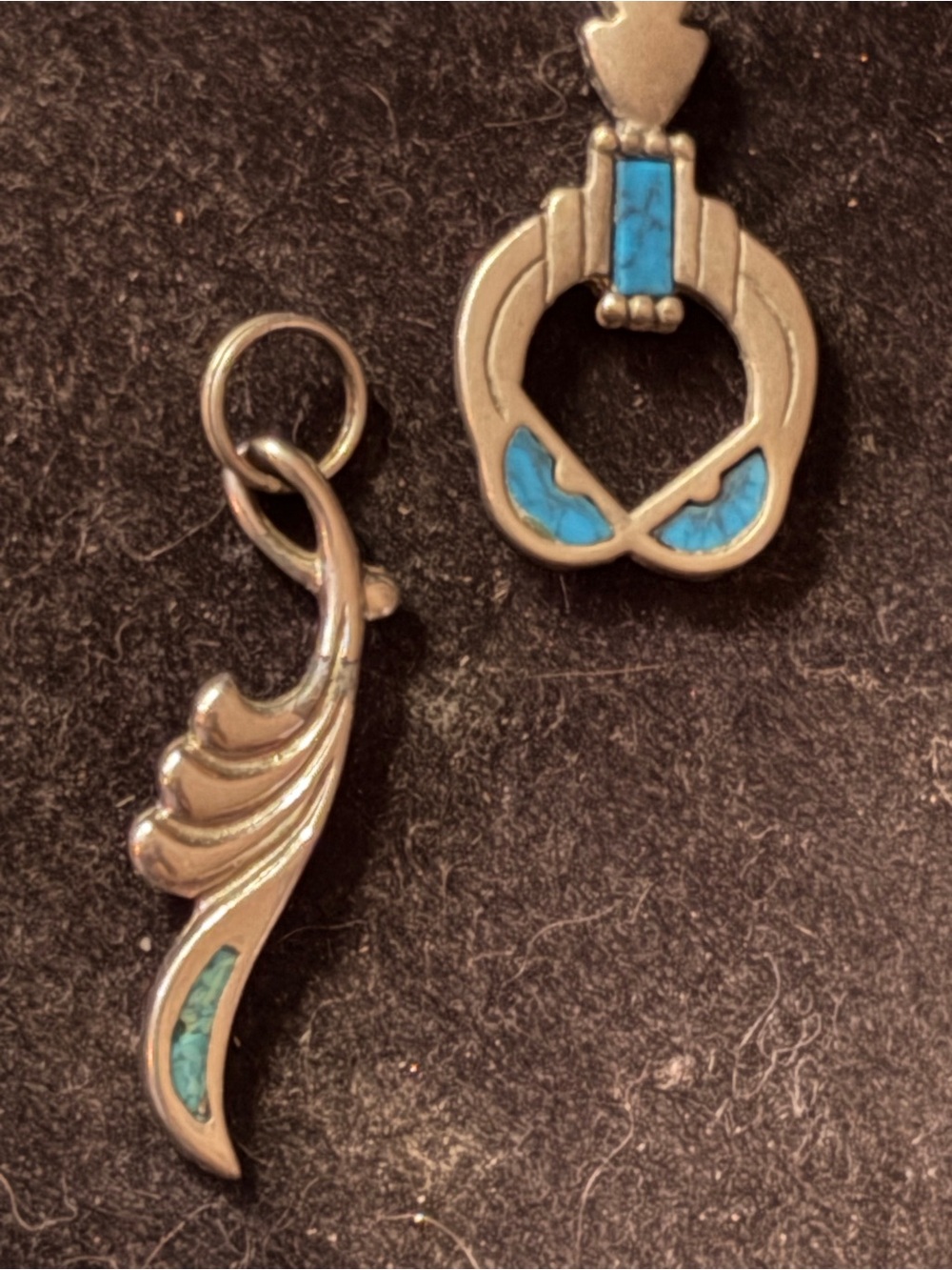 Vintage Silver Plate Naja & Silver Wave large charms